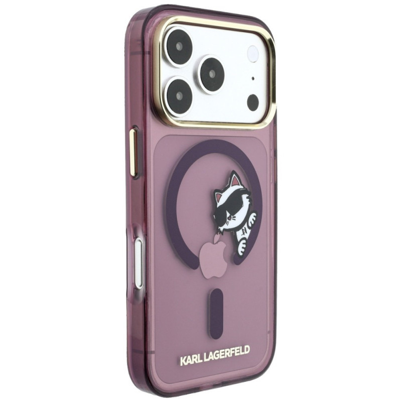 Karl Lagerfeld Peekaboo Logo MagSafe-hoesje voor Apple iPhone 18 Pro / 17 Pro, bordeauxrood