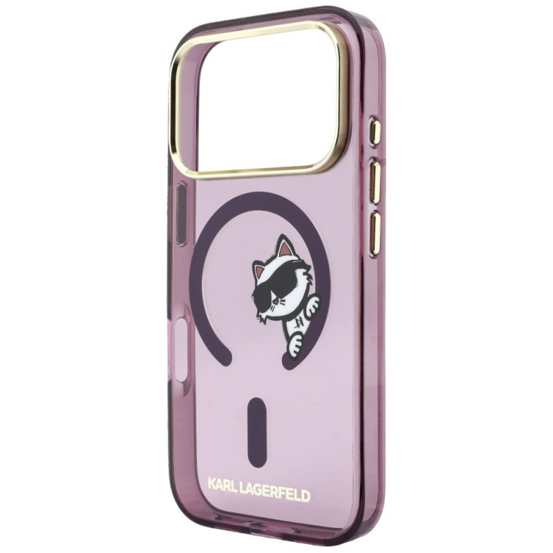 Karl Lagerfeld Peekaboo Logo MagSafe-hoesje voor Apple iPhone 18 Pro / 17 Pro, bordeauxrood