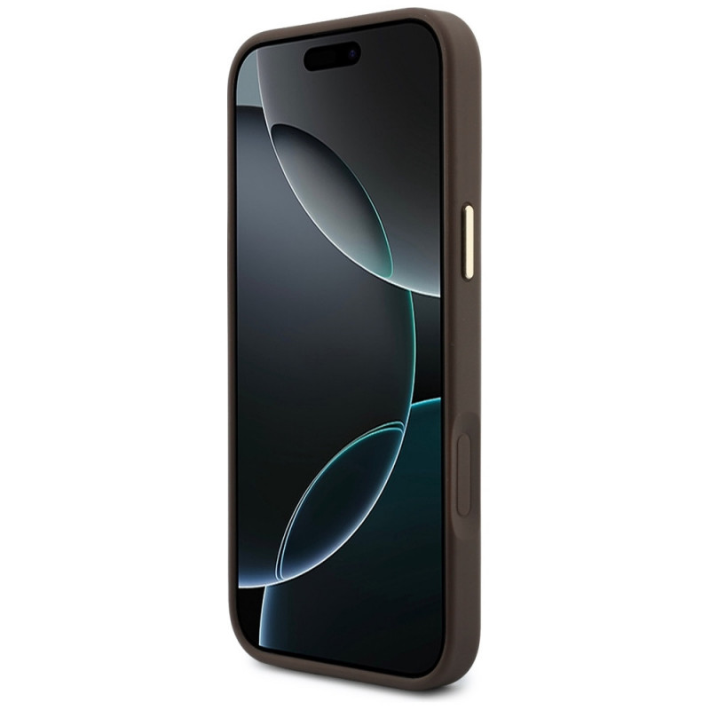 Guess 4G-hoesje met portemonnee, MagSafe, voor Apple iPhone 18 Pro / 17 Pro, bruin