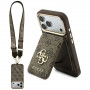 Guess 4G-hoesje met portemonnee en koord, MagSafe, voor Apple iPhone 18 Pro Max / 17 Pro Max, bruin