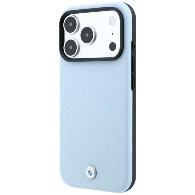 BMW Kevlar Metal Logo MagSafe-hoesje voor Apple iPhone 18 Pro Max / 17 Pro Max, blauw