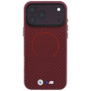 BMW M Carbon Printed Ring MagSafe-hoesje voor Apple iPhone 18 Pro / 17 Pro, bordeauxrood