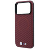 BMW M Carbon Printed Ring MagSafe-hoesje voor Apple iPhone 18 Pro / 17 Pro, bordeauxrood