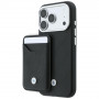 BMW Quilted Pattern Metal Logo-hoesje en portemonneeset voor Apple iPhone 18 Pro / 17 Pro, zwart