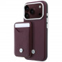 BMW Quilted Pattern Metal Logo hoesje en portemonnee-set voor Apple iPhone 18 Pro / 17 Pro, bordeaux