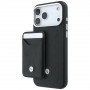 BMW Quilted Pattern Metal Logo hoesje en portemonneeset voor Apple iPhone 18 Pro Max / 17 Pro Max, zwart