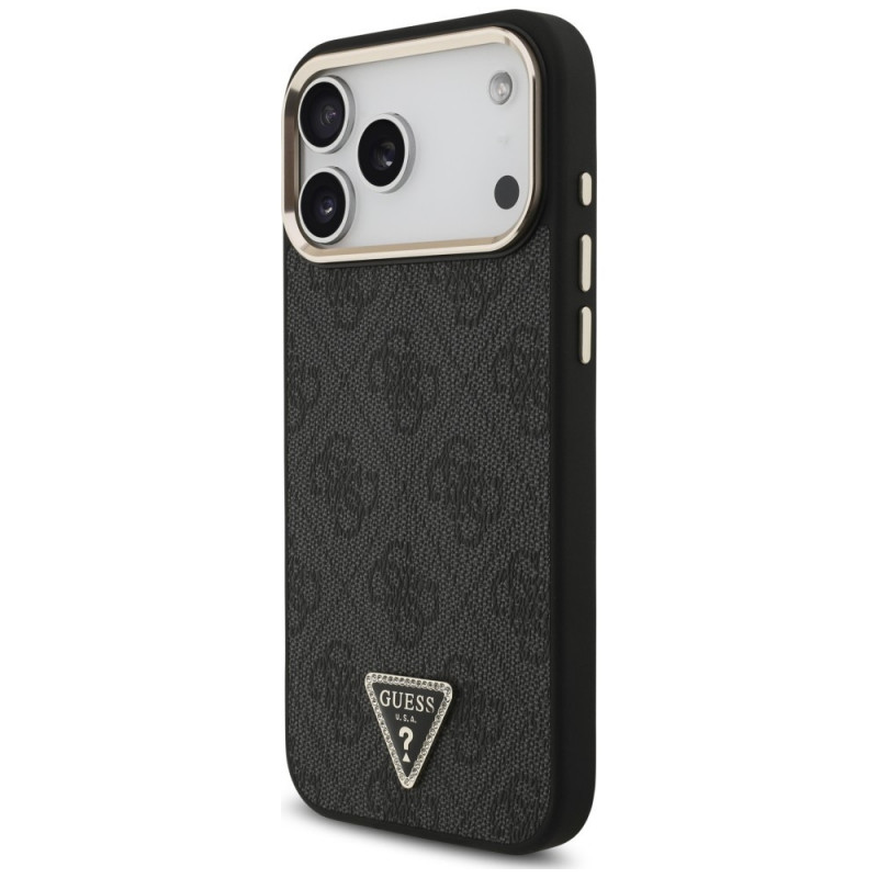 Guess 4G Triangle Logo MagSafe-hoesje voor Apple iPhone 18 Pro Max / 17 Pro Max, zwartgoud