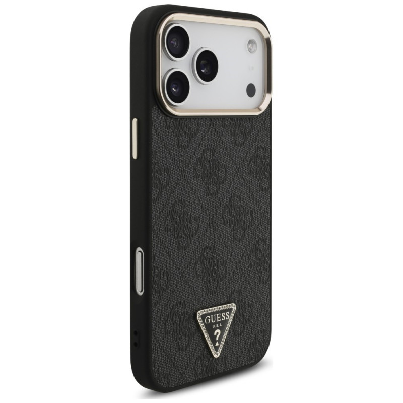 Guess 4G Triangle Logo MagSafe-hoesje voor Apple iPhone 18 Pro Max / 17 Pro Max, zwartgoud