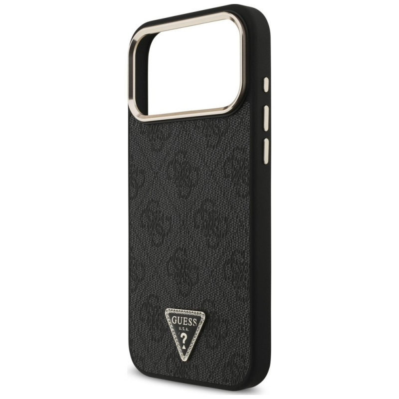Guess 4G Triangle Logo MagSafe-hoesje voor Apple iPhone 18 Pro Max / 17 Pro Max, zwartgoud