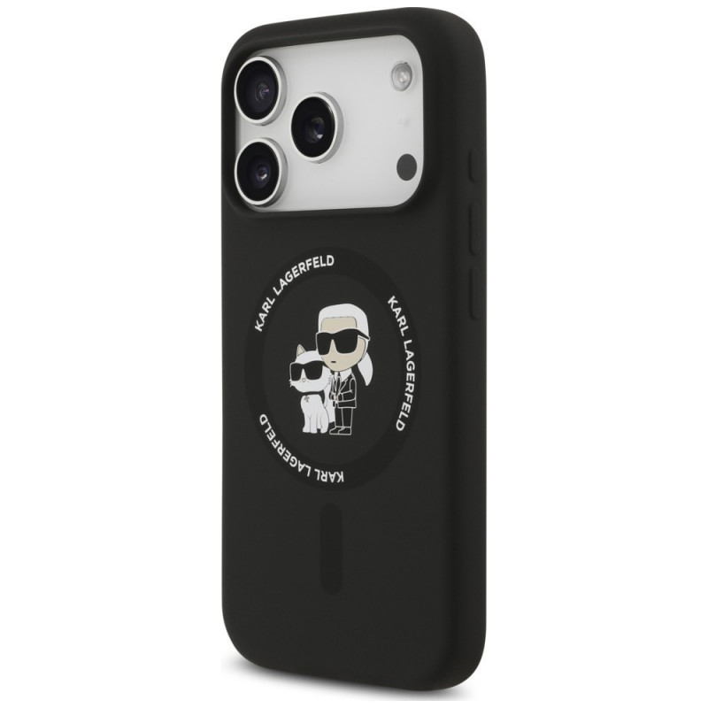 Karl Lagerfeld Silicone Karl&Choupette Ring MagSafe hoesje voor Apple iPhone 18 Pro Max / 17 Pro Max, zwart