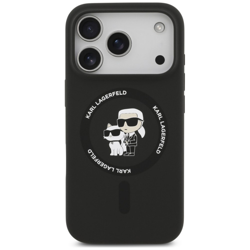 Karl Lagerfeld Silicone Karl&Choupette Ring MagSafe hoesje voor Apple iPhone 18 Pro Max / 17 Pro Max, zwart