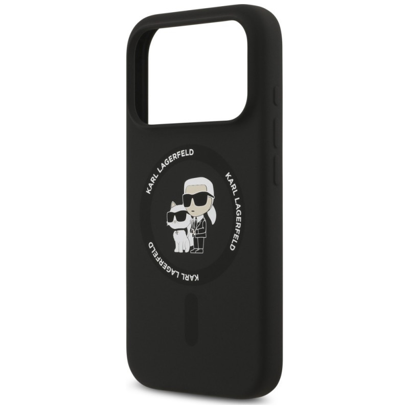 Karl Lagerfeld Silicone Karl&Choupette Ring MagSafe hoesje voor Apple iPhone 18 Pro Max / 17 Pro Max, zwart