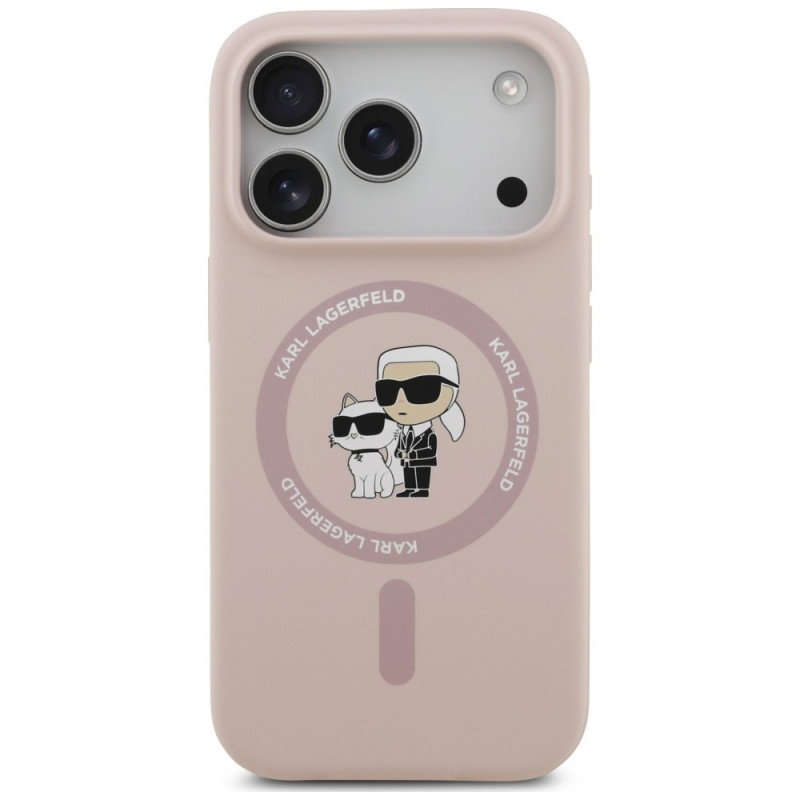 Karl Lagerfeld Silicone Karl&Choupette Ring MagSafe-hoesje voor Apple iPhone 18 Pro / 17 Pro, zwart