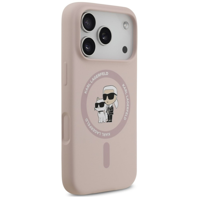 Karl Lagerfeld Silicone Karl&Choupette Ring MagSafe-hoesje voor Apple iPhone 18 Pro / 17 Pro, zwart
