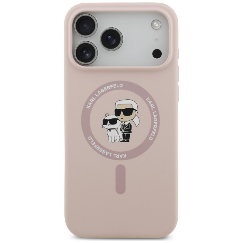 Karl Lagerfeld Silicone Karl&Choupette Ring MagSafe-hoesje voor Apple iPhone 18 Pro Max / 17 Pro Max, roze