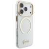 Guess IML Script Metal MagSafe-hoesje voor Apple iPhone 18 Pro / 17 Pro, transparant