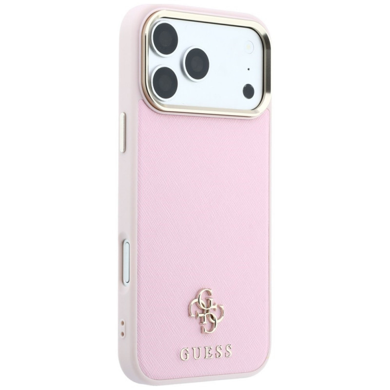 Guess Saffiano Small 4G & Classic Logo MagSafe-hoesje voor Apple iPhone 18 Pro / 17 Pro, roze
