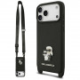 Karl Lagerfeld Saffiano Karl&Choupette Metal Pin CBDY Strap hoesje voor Apple iPhone 18 Pro Max / 17 Pro Max, zwart