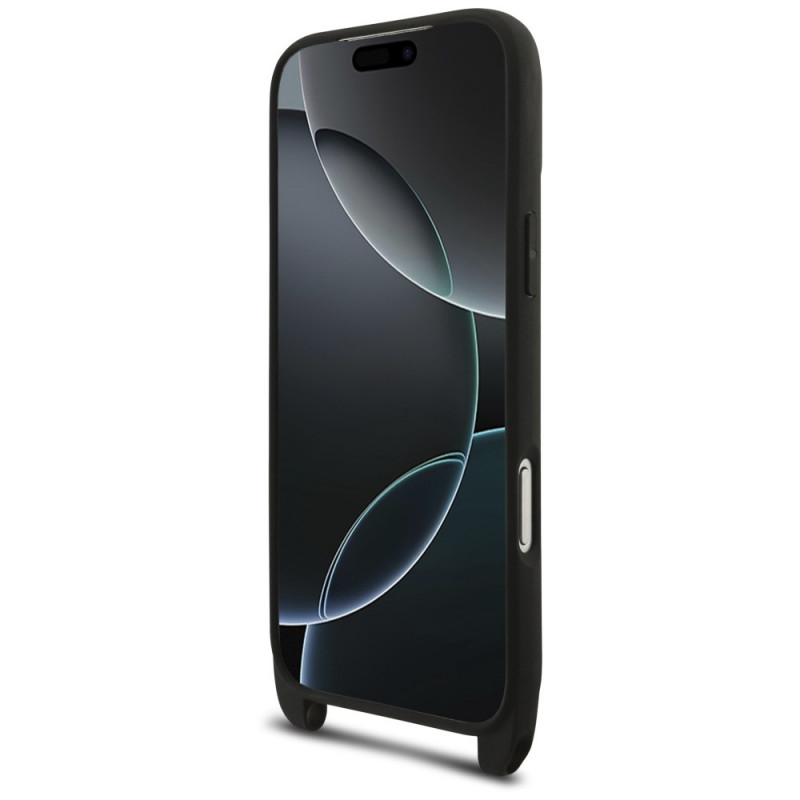 Karl Lagerfeld Saffiano Karl&Choupette Metal Pin CBDY Strap hoesje voor Apple iPhone 18 Pro Max / 17 Pro Max, zwart