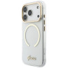 Guess IML Script Metal MagSafe-hoesje voor Apple iPhone 18 Pro Max / 17 Pro Max, transparant