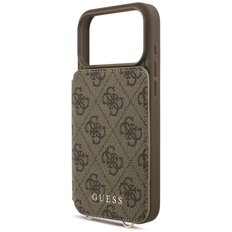Guess 4G Cardslots & Magnetic Closure Crossbody-hoesje voor Apple iPhone 18 Pro / 17 Pro, bruin