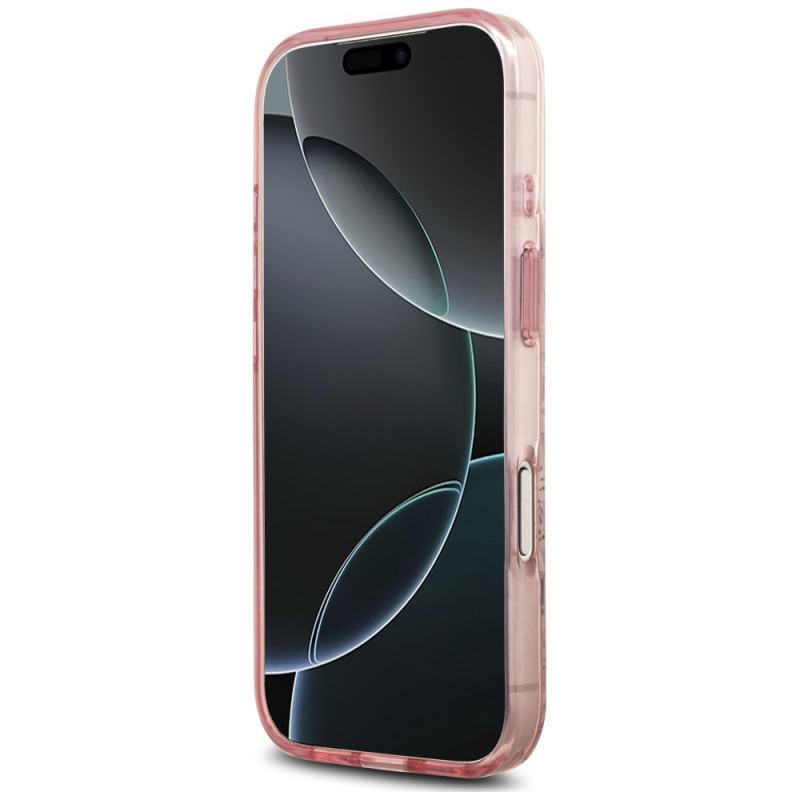 Guess IML Flower & Tonal Circle MagSafe-hoesje voor Apple iPhone 18 Pro Max / 17 Pro Max, roze