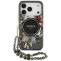 Guess IML Flowers Pearl Strap MagSafe-hoesje voor Apple iPhone 18 Pro / 17 Pro, zwart