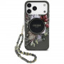Guess IML Flowers Pearl Strap MagSafe-hoesje voor Apple iPhone 18 Pro Max / 17 Pro Max, zwart
