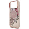 Guess IML Flowers Pearl Strap MagSafe-hoesje voor Apple iPhone 18 Pro / 17 Pro, roze