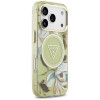 Guess IML Glitter Flowers Triangle MagSafe-hoesje voor Apple iPhone 18 Pro Max / 17 Pro Max, groen