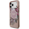 Guess IML Flowers Pearl Strap MagSafe-hoesje voor Apple iPhone 18 Pro Max / 17 Pro Max, roze