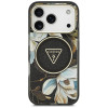 Guess IML Glitter Flowers Triangle MagSafe-hoesje voor Apple iPhone 18 Pro Max / 17 Pro Max, zwart