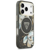 Guess IML Glitter Flowers Triangle MagSafe-hoesje voor Apple iPhone 18 Pro Max / 17 Pro Max, zwart