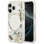 Guess IML Glitter Flowers Triangle MagSafe-hoesje voor Apple iPhone 18 Pro Max / 17 Pro Max, wit