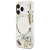 Guess IML Glitter Flowers Triangle MagSafe-hoesje voor Apple iPhone 18 Pro Max / 17 Pro Max, wit