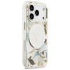 Guess IML Glitter Flowers Triangle MagSafe-hoesje voor Apple iPhone 18 Pro Max / 17 Pro Max, wit