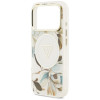 Guess IML Glitter Flowers Triangle MagSafe-hoesje voor Apple iPhone 18 Pro Max / 17 Pro Max, wit