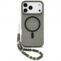 Guess IML Glitter Pearl Strap MagSafe-hoesje voor Apple iPhone 18 Pro / 17 Pro, zwart