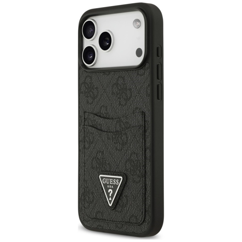 Guess 4G Double Card Triangle-hoesje voor Apple iPhone 18 Pro Max / 17 Pro Max, zwart