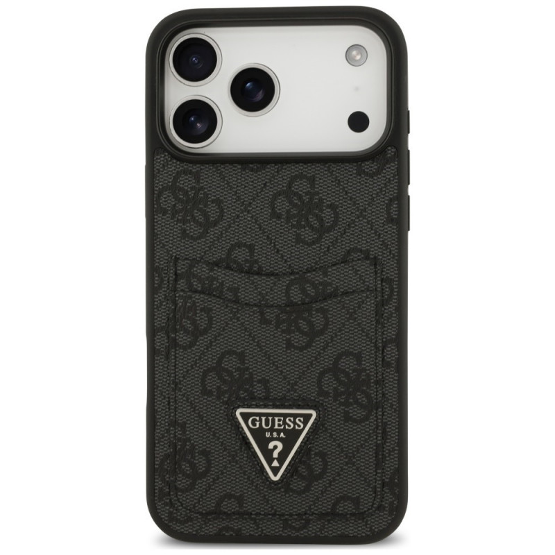 Guess 4G Double Card Triangle-hoesje voor Apple iPhone 18 Pro Max / 17 Pro Max, zwart