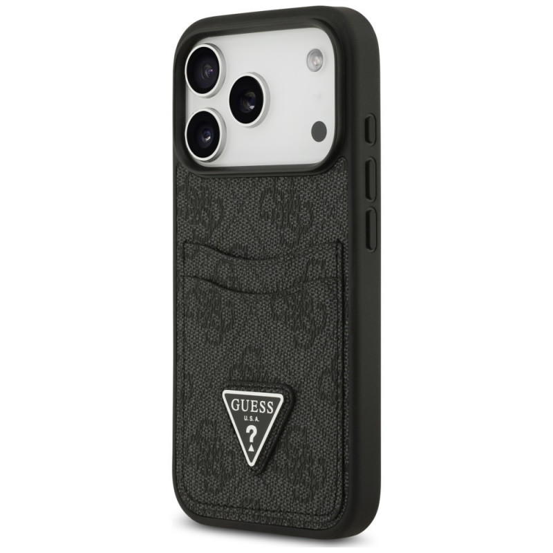 Guess 4G Double Card Triangle-hoesje voor Apple iPhone 18 Pro / 17 Pro, zwart