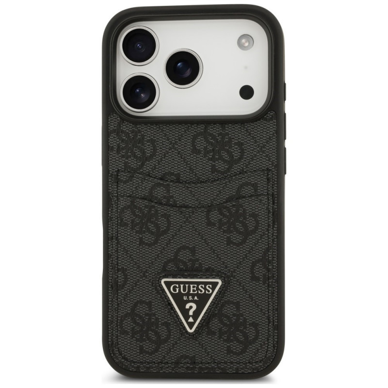 Guess 4G Double Card Triangle-hoesje voor Apple iPhone 18 Pro / 17 Pro, zwart
