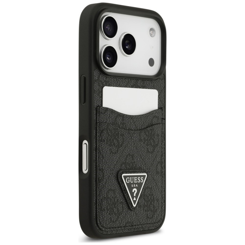 Guess 4G Double Card Triangle-hoesje voor Apple iPhone 18 Pro / 17 Pro, zwart