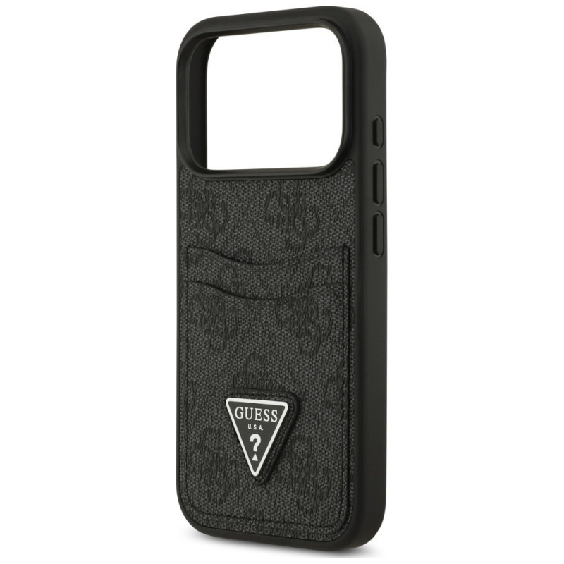 Guess 4G Double Card Triangle-hoesje voor Apple iPhone 18 Pro / 17 Pro, zwart