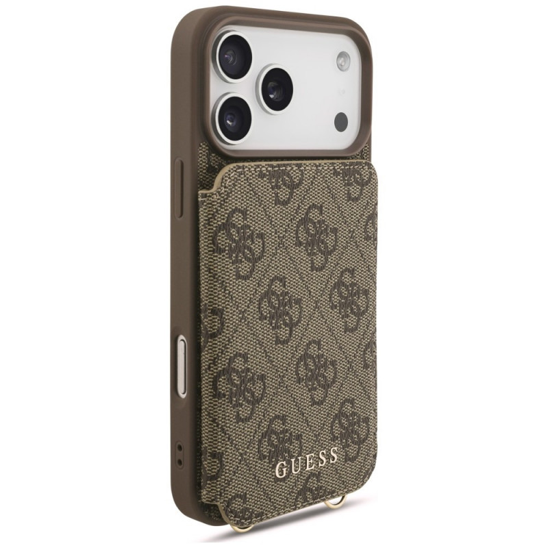 Guess 4G Cardslots & Magnetic Closure Crossbody-hoesje voor Apple iPhone 18 Pro Max / 17 Pro Max, bruin