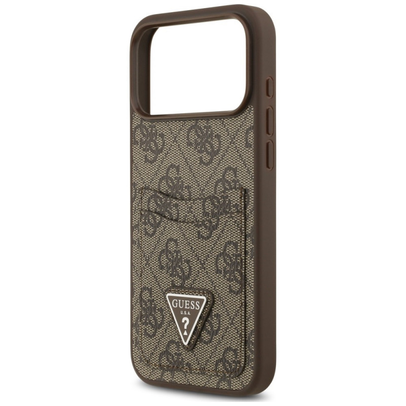 Guess 4G Double Card Triangle-hoesje voor Apple iPhone 18 Pro Max / 17 Pro Max, bruin