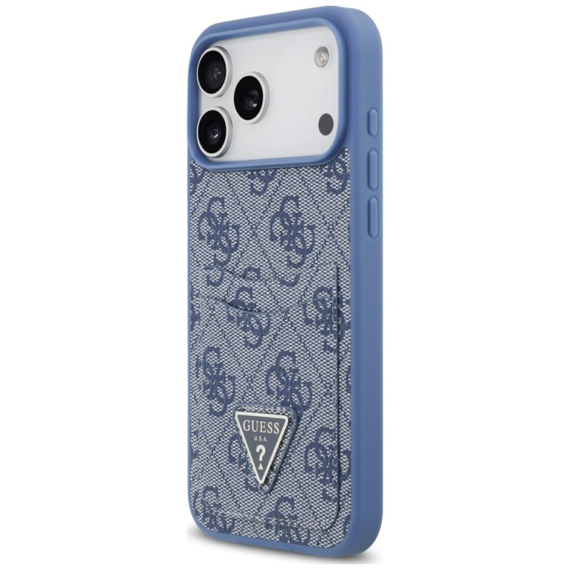 Guess 4G Double Card Triangle-hoesje voor Apple iPhone 18 Pro Max / 17 Pro Max, blauw