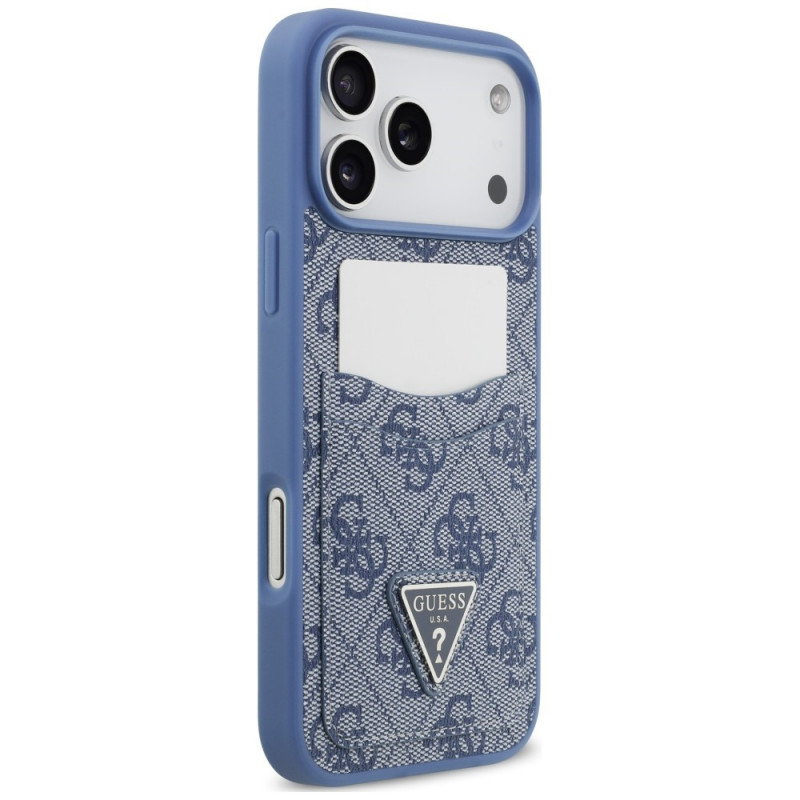 Guess 4G Double Card Triangle-hoesje voor Apple iPhone 18 Pro Max / 17 Pro Max, blauw