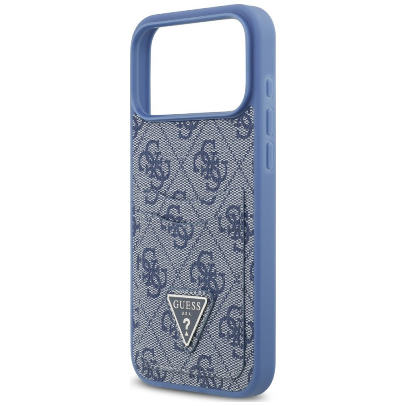 Guess 4G Double Card Triangle-hoesje voor Apple iPhone 18 Pro Max / 17 Pro Max, blauw