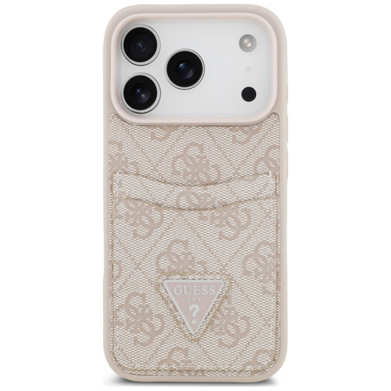Guess 4G Double Card Triangle hoesje voor Apple iPhone 18 Pro / 17 Pro, roze